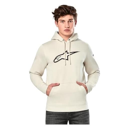 Alpinestars insignia felpa sportiva sweat hood regular fit cappuccio, bianco panna, l uomo