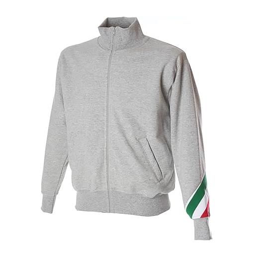 Generico james ross collections-felpa a zip intera pesaro con bandiera tricolore sul braccio made in italy 100% cotone, melange-m