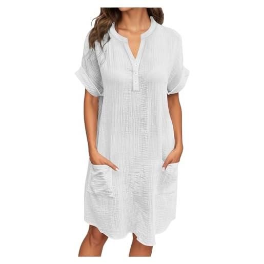 LKRSEEF abiti estivi donna vestiti estivi donna abito spiaggia vestito primaverile vestitini a camicia lungo estivo cotone elegante lunghi summer dresses for women corto vestidos de mujer verano curvy