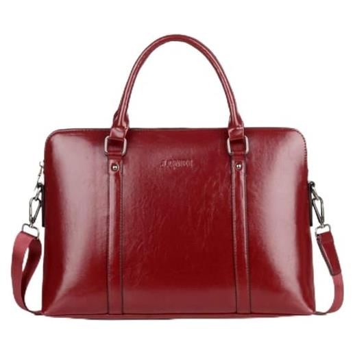 YUANYOULI bag adatti laptop pelle cartella di affari dell'uomo delle donne pu 14 pollici a mano 15,06 donne portatili borsa del computer portatile ufficio, red 14 pollici