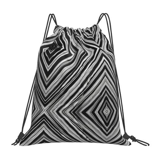 Generic borsa con coulissesacca da palestra per vita quotidiana nuoto donna 36x42cm moda pieghevole borsa palestra black & white stripe