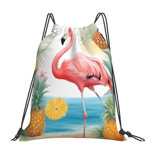 Generic borsa sportivasacca sportiva per vacanze uomo donna 36x42cm moda regolabile borsa palestra flamingo and pineapple