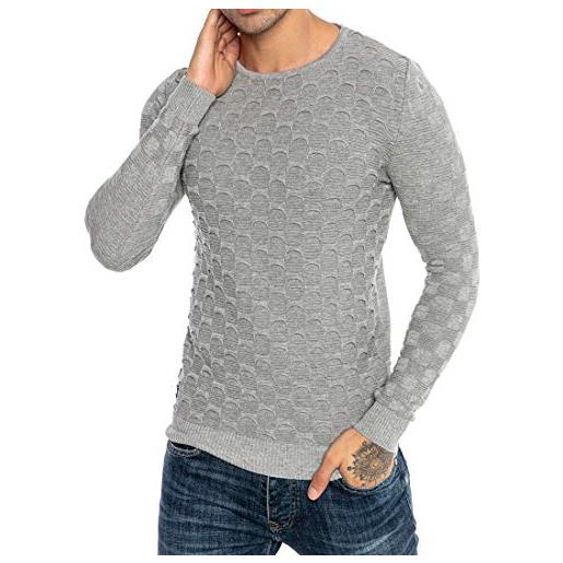 RED BRIDGE felpa lavorata a maglia da uomo maglioncino in cotone structured beige xl