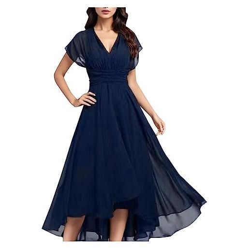 Generic vestito elegante in chiffon con scollo a v da donna