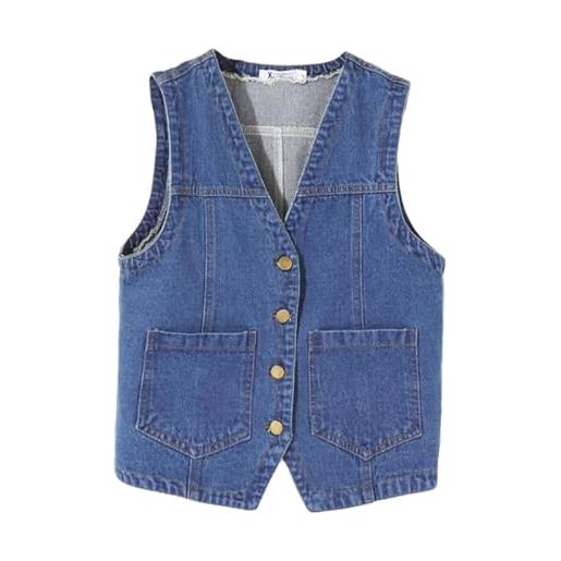 RWGSNB gilet jeans donna, gilet in denim da donna gilet in denim lavato con bottoni giacca senza maniche da donna camicia aperta sul davanti cappotti con tasche blu xl