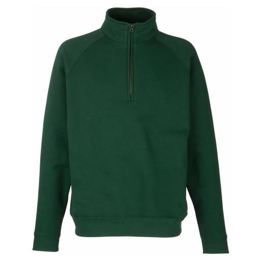 Fruit of the Loom - felpa collo alto con zip - uomo (m) (verde bottiglia)