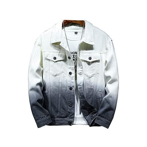 ENEN giacca jeans lunga manica uomo vintage fresco maglietta denim jacket classic giacchetta punk streetwear alla moda in stile casual western coat da moto
