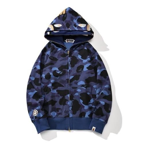 FDTURES 24ss alla moda bap testa di squalo coppia casual doppio cappello camouflage hoodie-color1||s