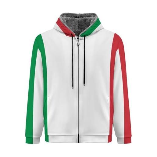 GONMFKM felpa con cappuccio da uomo, felpa con cappuccio, giacca spessa da uomo, giacca in felpa, motivo bandiera italia, giacca con cappuccio in pile, classica felpa con cappuccio casual, felpa con zip, xxl