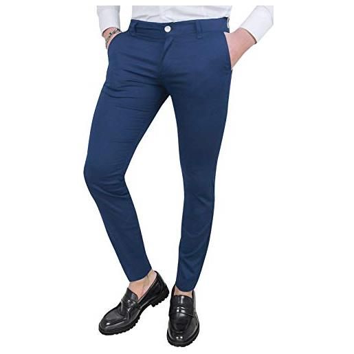 Cristiano Battistini pantaloni uomo slim fit casual eleganti in cotone (50, a3 blu)