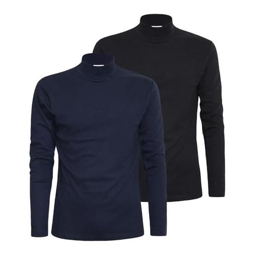 Liabel maglia lupetto uomo caldo cotone conf da 2 pz, assortito (nero, blu) 3xl