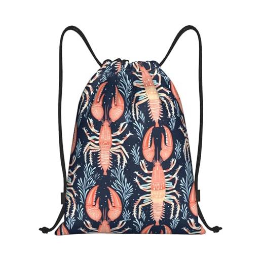 Generic vintage lobster print borsa palestra sacca sportiva unisex moda borsa con cordoncino per donna vita quotidiana escursionismo 36x42cm