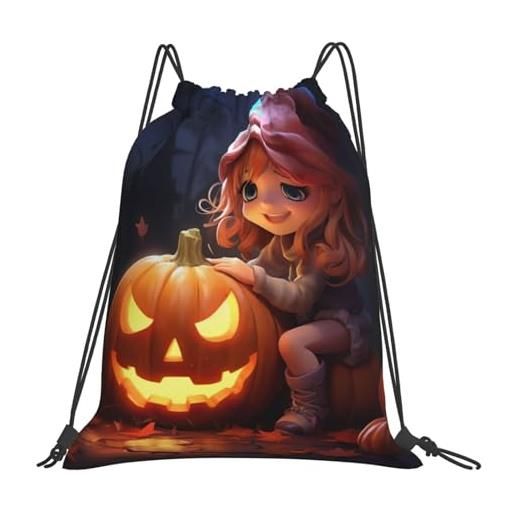 Generic borsa con coulissezaino sportivo per vita quotidiana donna campeggio 36x42cm unisex moda borsa palestra halloween cute pumpkin
