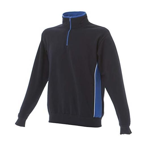 Generico james ross collections-felpa bicolore bari a manica lunga con collo alto mezza zip made in italy, navy/royal-l
