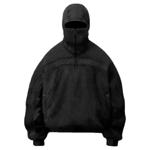 Silver Basic felpa in cotone leggero full zip e cappuccio maglia manica lunga tempo libero sport fitness outdoor hoodie xl, nero-1