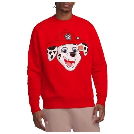 Paw Patrol marshall grin crew sweatshirt maglia di tuta, rosso, s unisex-adulto