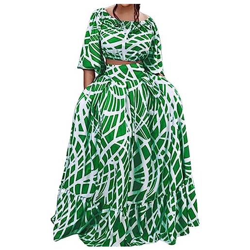 Generico abito estivo cotone 2023 abito elegante da donna con gonna stampata autunno europeo e americano taglie forti abito diciottesimo ragazza (gn1, xxl)