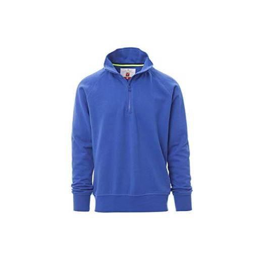 PAYPER austin felpa da lavoro uomo 100% cotone mezza chiusura zip manica raglan polsini vita in costina blu royal (m)