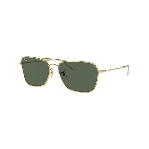 Ray-Ban occhiali da sole unisex rbr0102s caravan reverse gold/dark green, 61 mm, oro/verde scuro, 61 mm