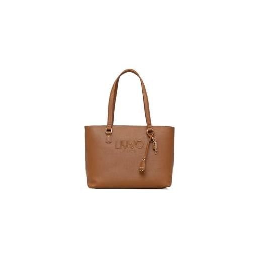 Liu Jo borsa shopping donna halona l, similpelle ecosostenibile, sequoia, 42 x 27 x 13 cm, con logo in rilievo