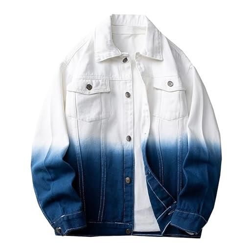 Valtorixia giacca in jeans da uomo, classica, aderente, in denim, elasticizzata, stile classico e casual, bianco bule, l