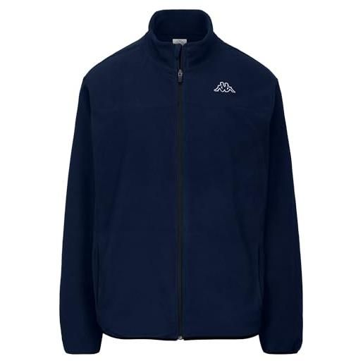 Kappa - felpa con zip, uomo, blu, poliestere, sportivo. Logo saurion slim, taglia: l