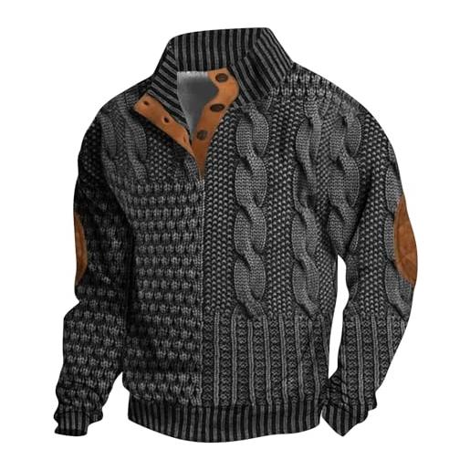 Generic felpe calde invernali top leggeri camicette da uomo casual retro stand collar button felpa 1/4 top button giacca a maniche lunghe maglione moda all'aperto inverno uomo regali di natale, gy1. , l