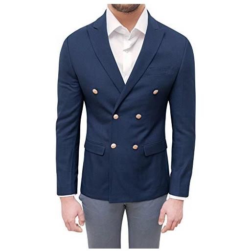Evoga giacca uomo sartoriale blu doppiopetto (l)