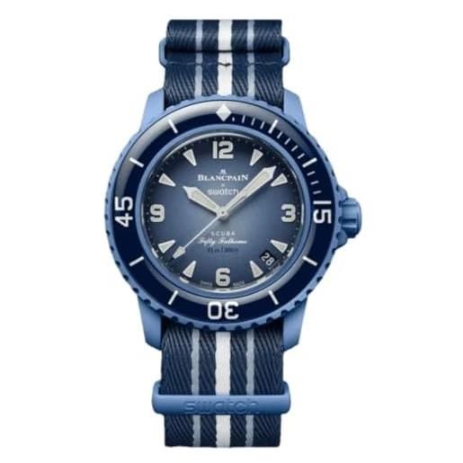 Swatch blancpain x swatch scuba fifty fathoms - atlantic ocean, blu