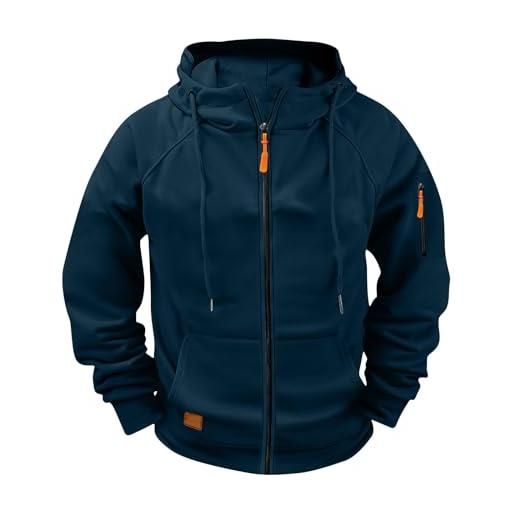 Generico felpa uomo con zip e cappuccio leggera giacca sportiva felpe uomo invernali cotone maglione sport hoodie sweatshirt jogging pullover giacche a vento felpa calda