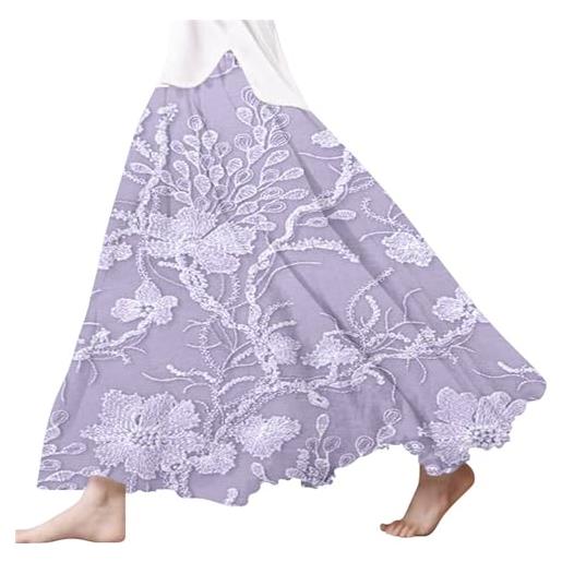 Generic gonna lunga da donna in pizzo, gonna svasata da donna, stile boho, maxi gonna a vita alta, taglie forti, sottoveste casual, gonna estiva, gonna lunga, tinta unita, elasticizzata, estiva, maxiskirts
