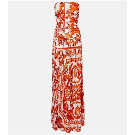 Dolce&Gabbana abito lungo majolica in organza