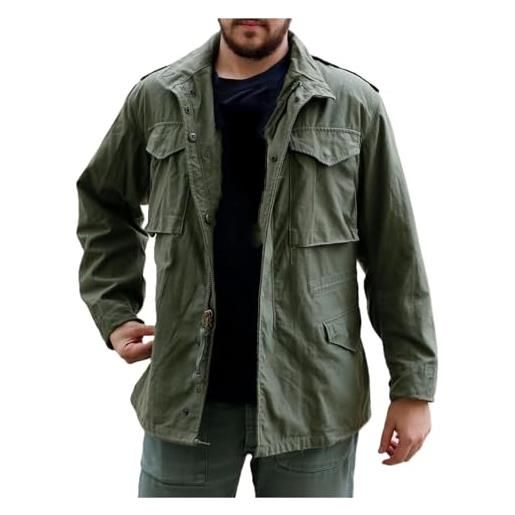 MERCH ATTIRE giacca da campo militare casual da uomo multitasche john rambo m65 (normale, grande e alta e corta), 3xl