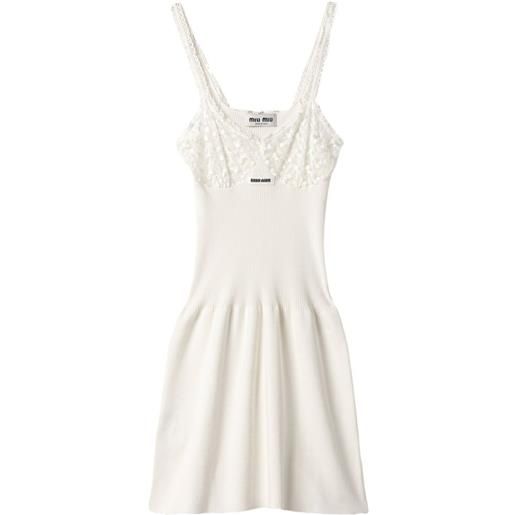 Miu Miu abito in cotone e pizzo - bianco