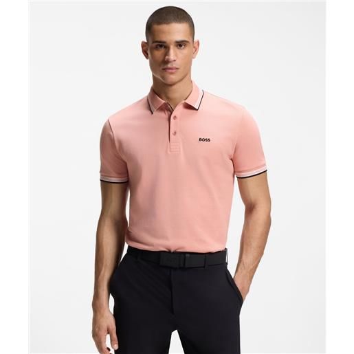 BOSS GREEN boss polo paddy in piqué di cotone light pastel pink uomo