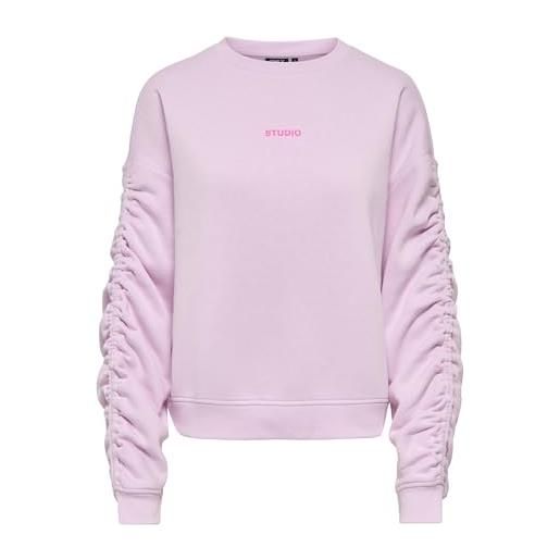 Only onlsweat l/s ruched crew swt