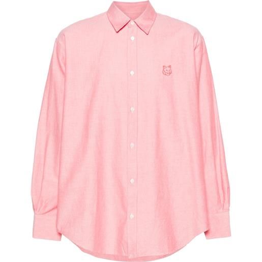 Maison Kitsuné camicia con ricamo contour fox head - rosa