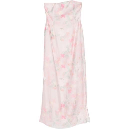 Bernadette abito elora midi senza spalline a fiori - rosa