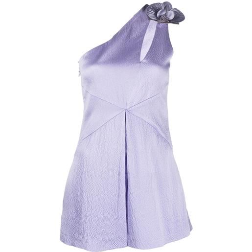 Genny tuta corta monospalla con applicazione - viola