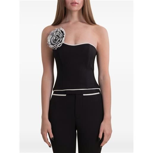 Contessa Mills top helix con applicazione a fiori - nero