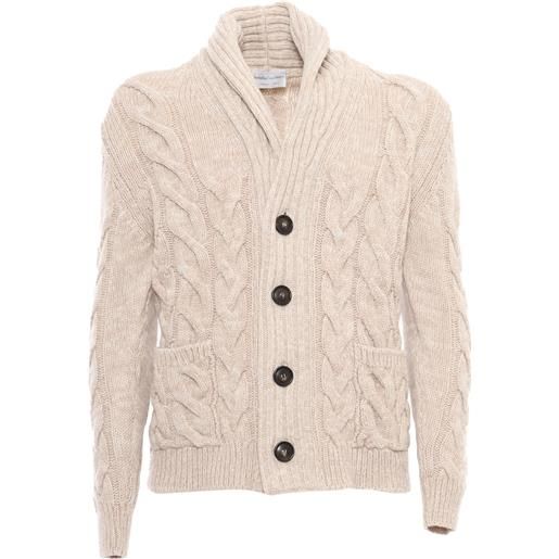 SETTE FILI CASHMERE cardigan treccia mista collo sciallato