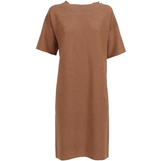 FABIANA FILIPPI abito in lana cotone punto links lurex color vimini