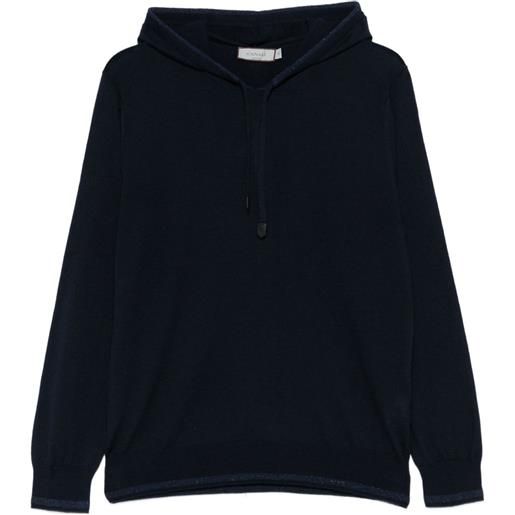 Canali felpa in lana merino con cappuccio - blu