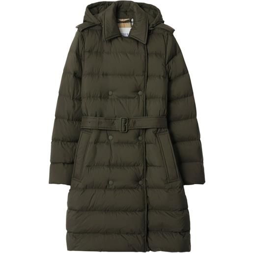 Burberry piumino doppiopetto con cappuccio - verde