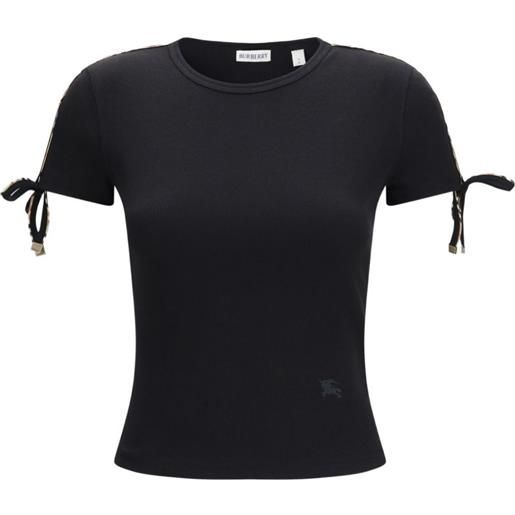 Burberry t-shirt in cotone con dettaglio in pizzo - nero