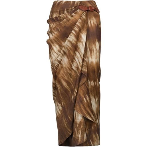 Johanna Ortiz expedition draped linen skirt - marrone