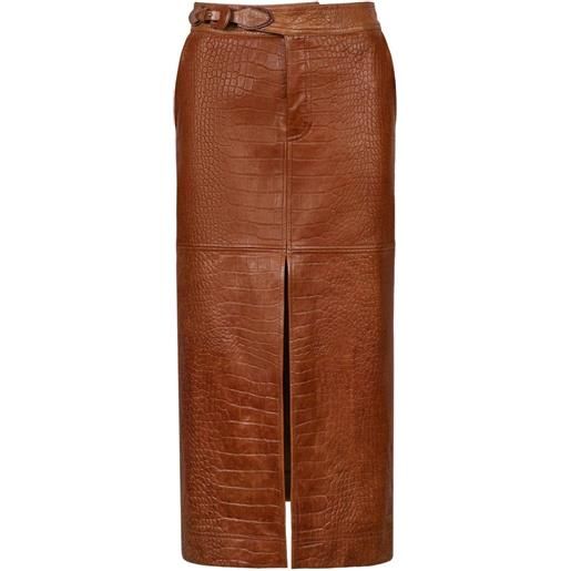 Johanna Ortiz epic statement croc-effect leather skirt - marrone
