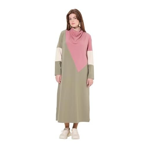 Ulla Popken abito di felpa con scollo a goccia, maniche lunghe e cotone biologico grigio pietra 46+ 831961190-46+