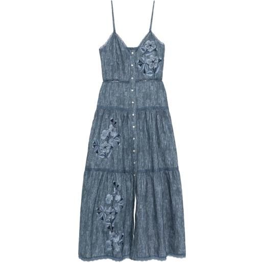 ERMANNO FIRENZE abito midi con ricamo a fiori - blu