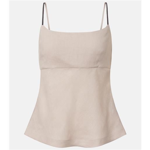 Brunello Cucinelli top in lino con monili